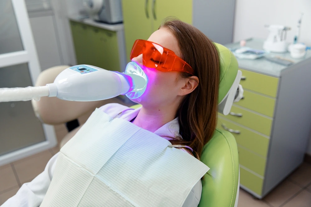 The close up image of a patient at Tony Hill Dental undergoing a dental check-up