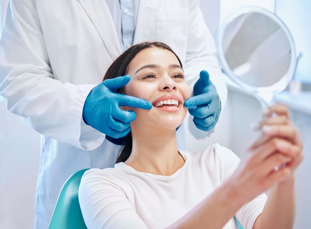 The close up image of a patient at Tony Hill Dental undergoing a dental check-up